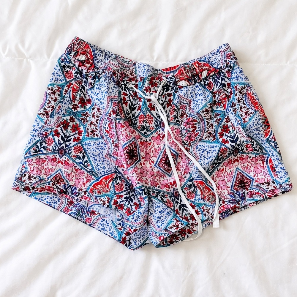 Small GAP Paisley Linen Blend Shorts Drawstring Coastal Summer